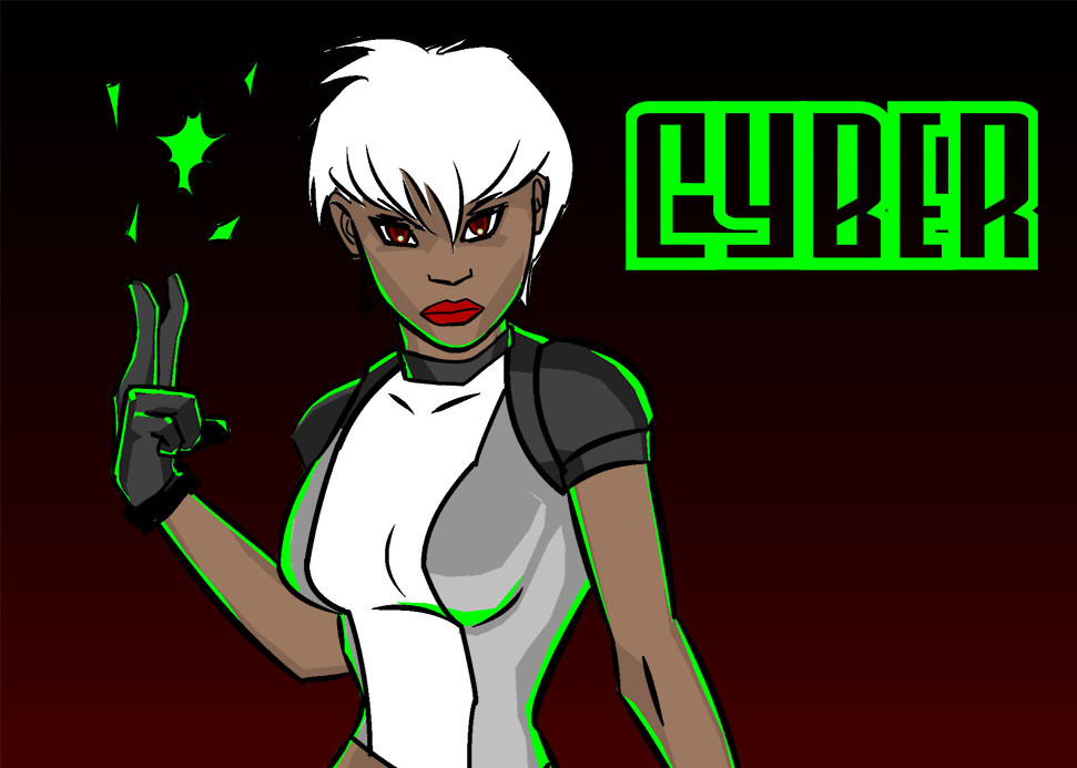 Kopy Kat And The Bomb Squad: Cyber Character design.. quick inks & color