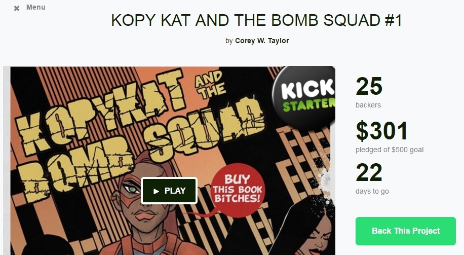 Kopy Kat And The Bomb Squad #1 Kick Starter Update: 60% Funded!